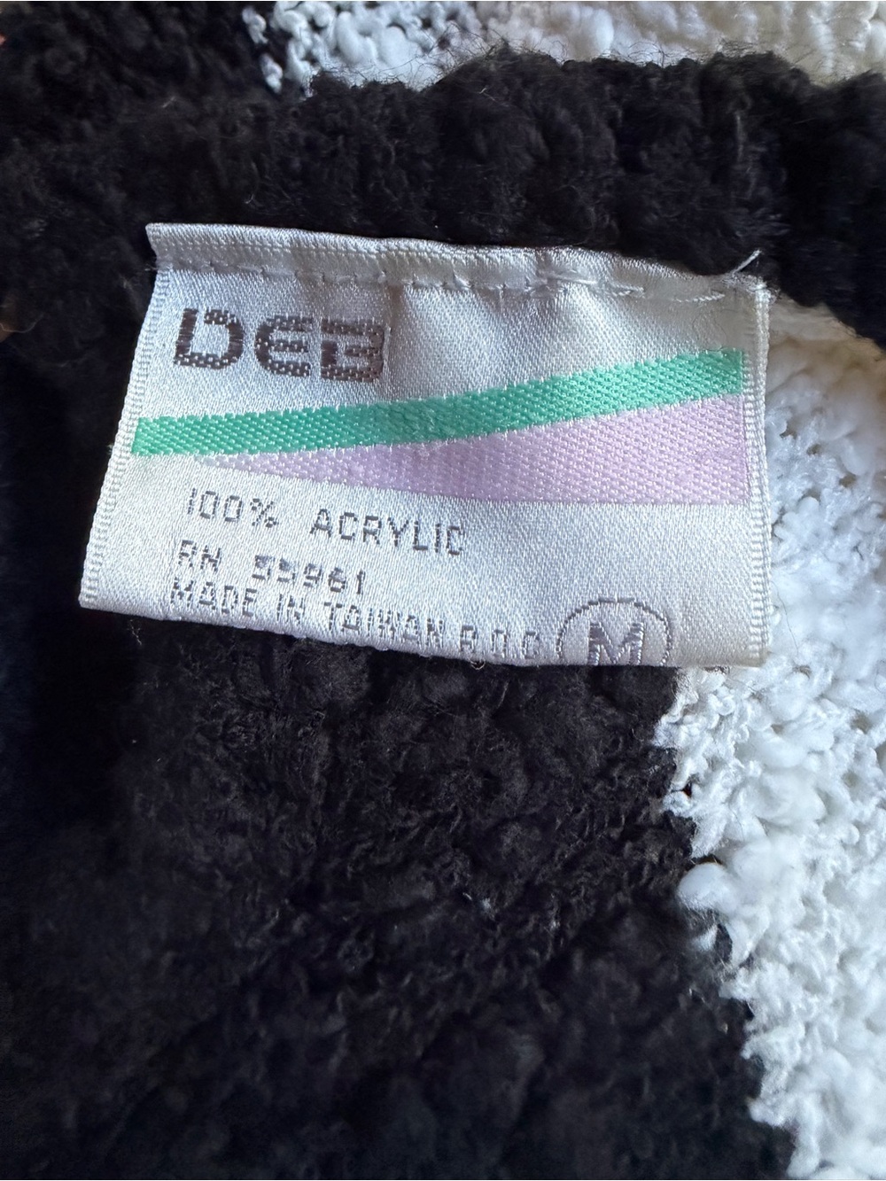 Deadstock w/o 1980s DEB Colorblock Geometric Stripe Knit Pullover Sweater - Picture 4 of 4